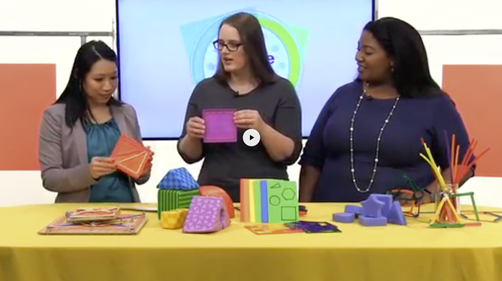 Circle Time Magazine Show hosts interacting with colorful foam shapes